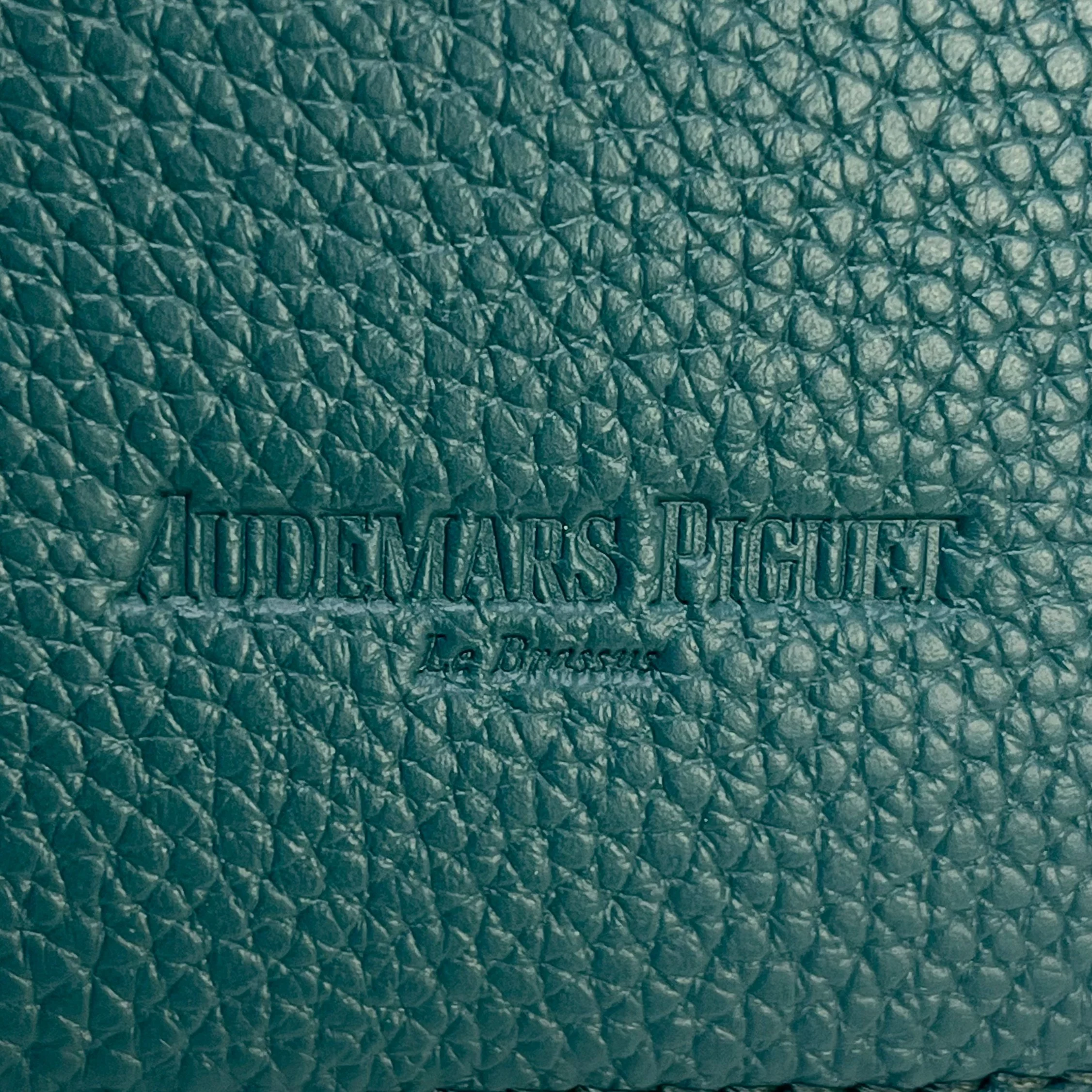 Audemars Piguet Teal Leather Card Holder Slim Pebbled Card Case